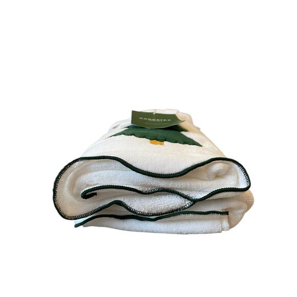 Kassatex Green Velvet Christmas Tree Hand Towels 16x28 Embroidered Set of 2 NEW - Picture 9 of 9